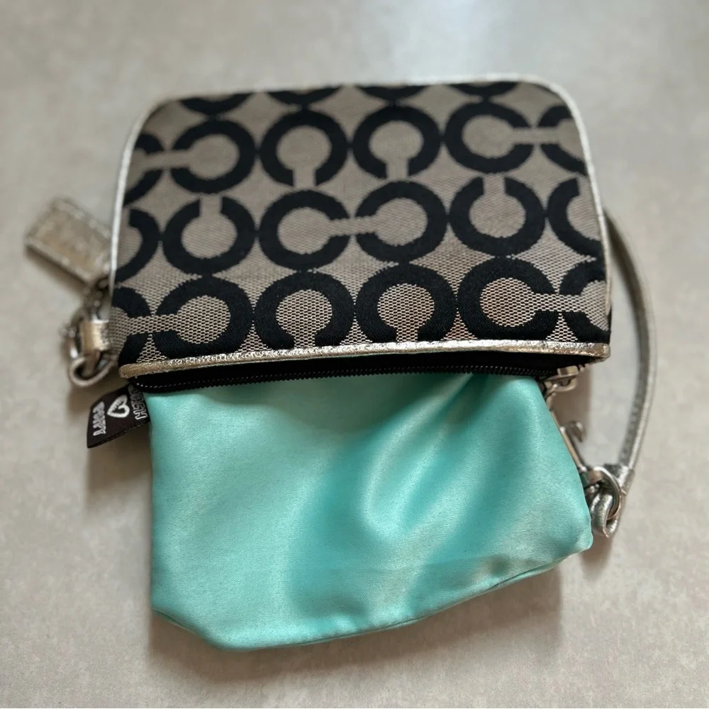 Coach Black and Silver Patterned Wristlet - Picture 5 of 8